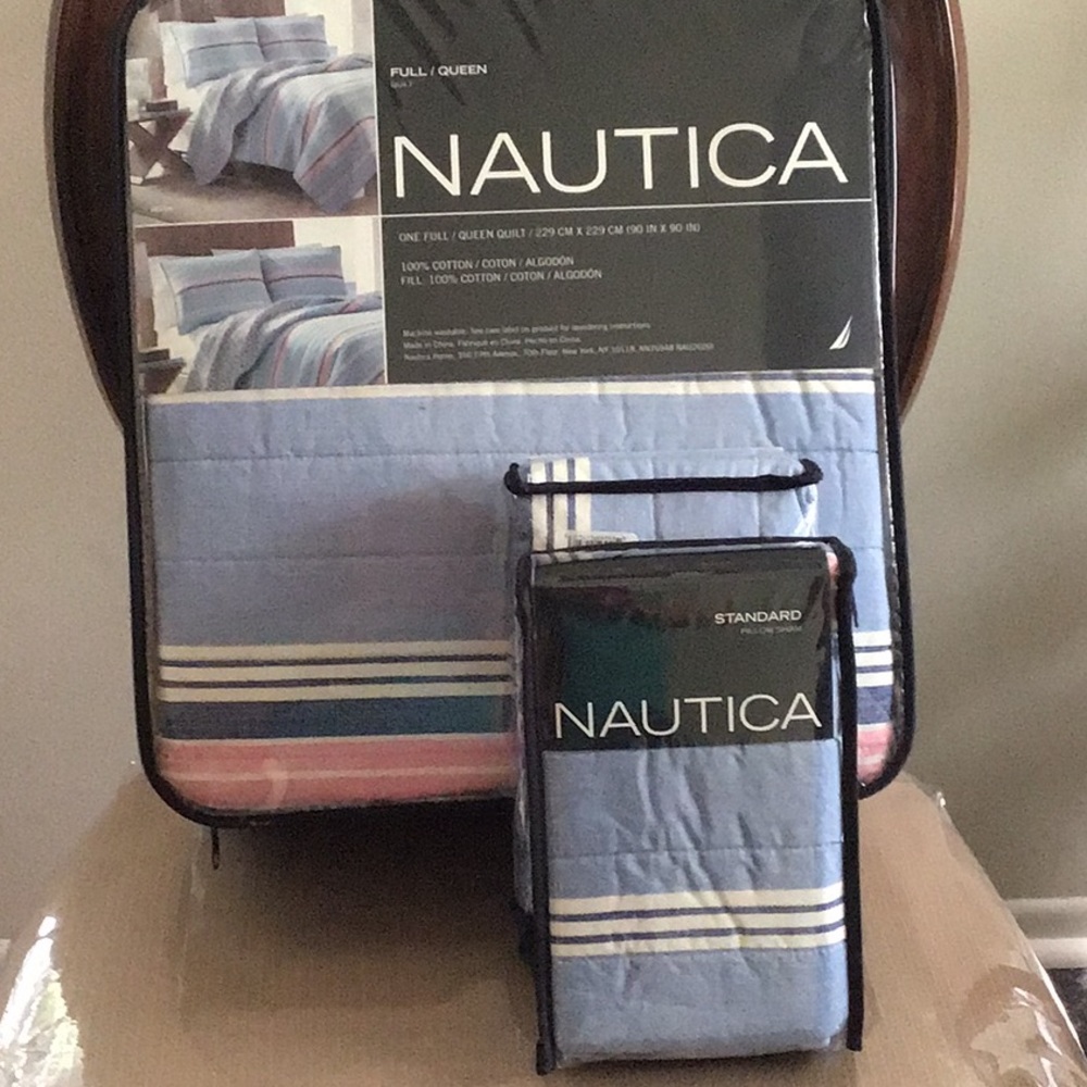New Nautica “Destin” quilt F/Q. W/shams